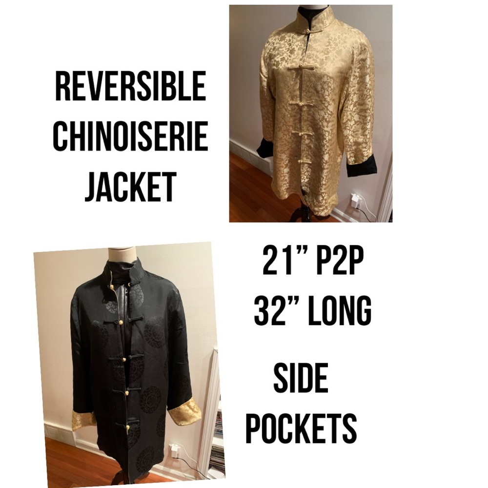 Unique reversible chinoiserie black/gold jacket